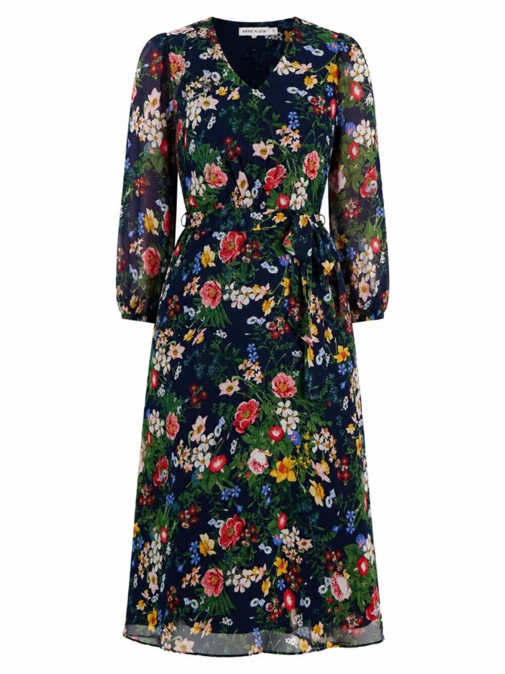 Anne Klein Plus Bountiful Flowers Blouson Sleeve Midi Dress NWT - Picture 5 of 6